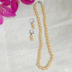 Timeless classic pearl necklace set - peach