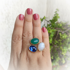 Mixed stones trio open finger ring
