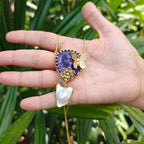 Garden Agate and Baroque Pearl pendant chain