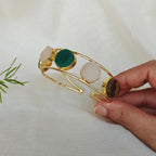 Multi-stone round cuff bracelet