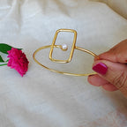 Slim Square and Pearl open bangle