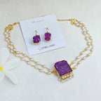 Stone Centerpiece Pearls Choker set