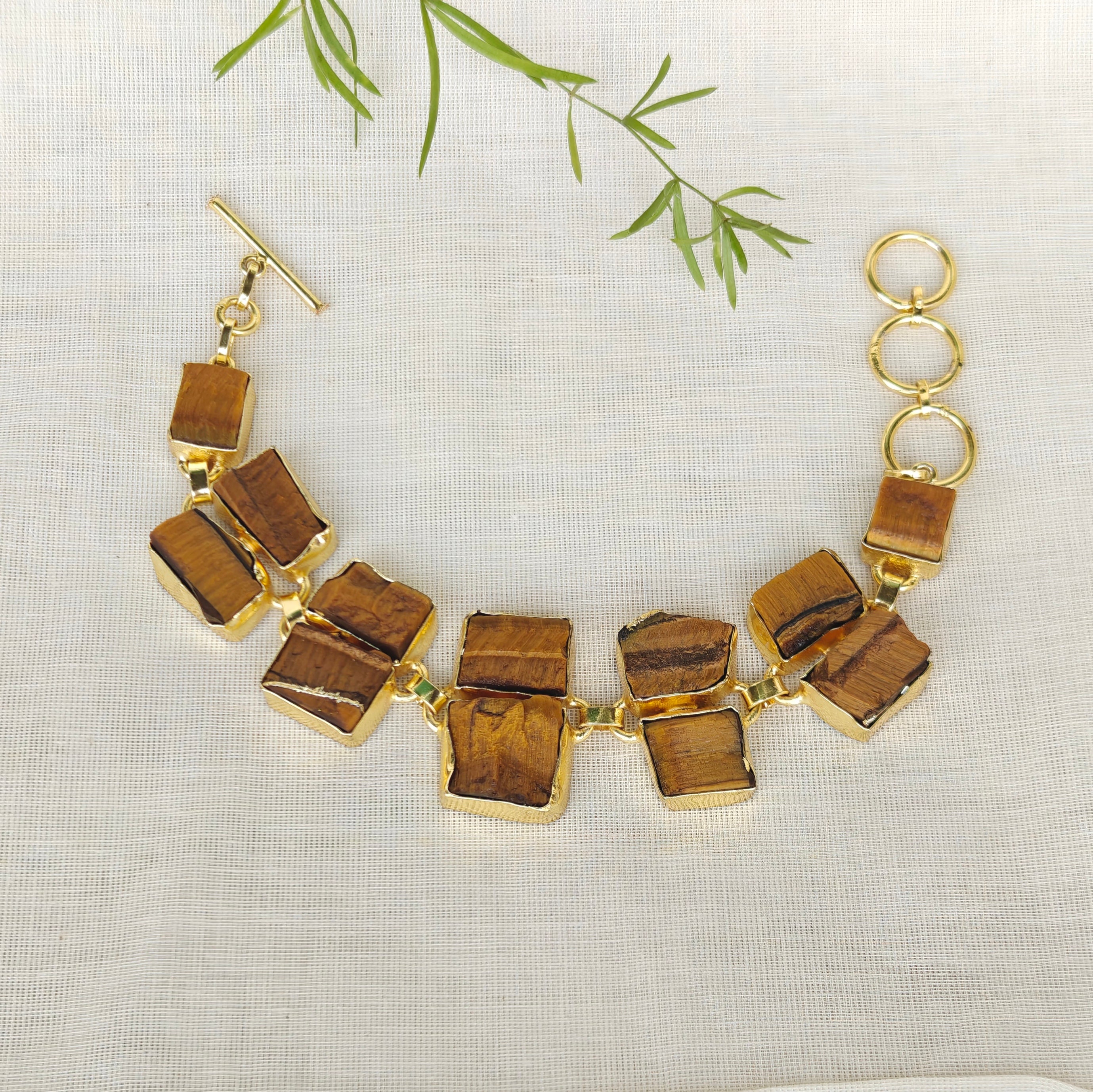 Tiger’s Eye Raw Stone Statement Bracelet