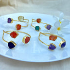 Raw Gemstone Trinity Cuff Bracelet