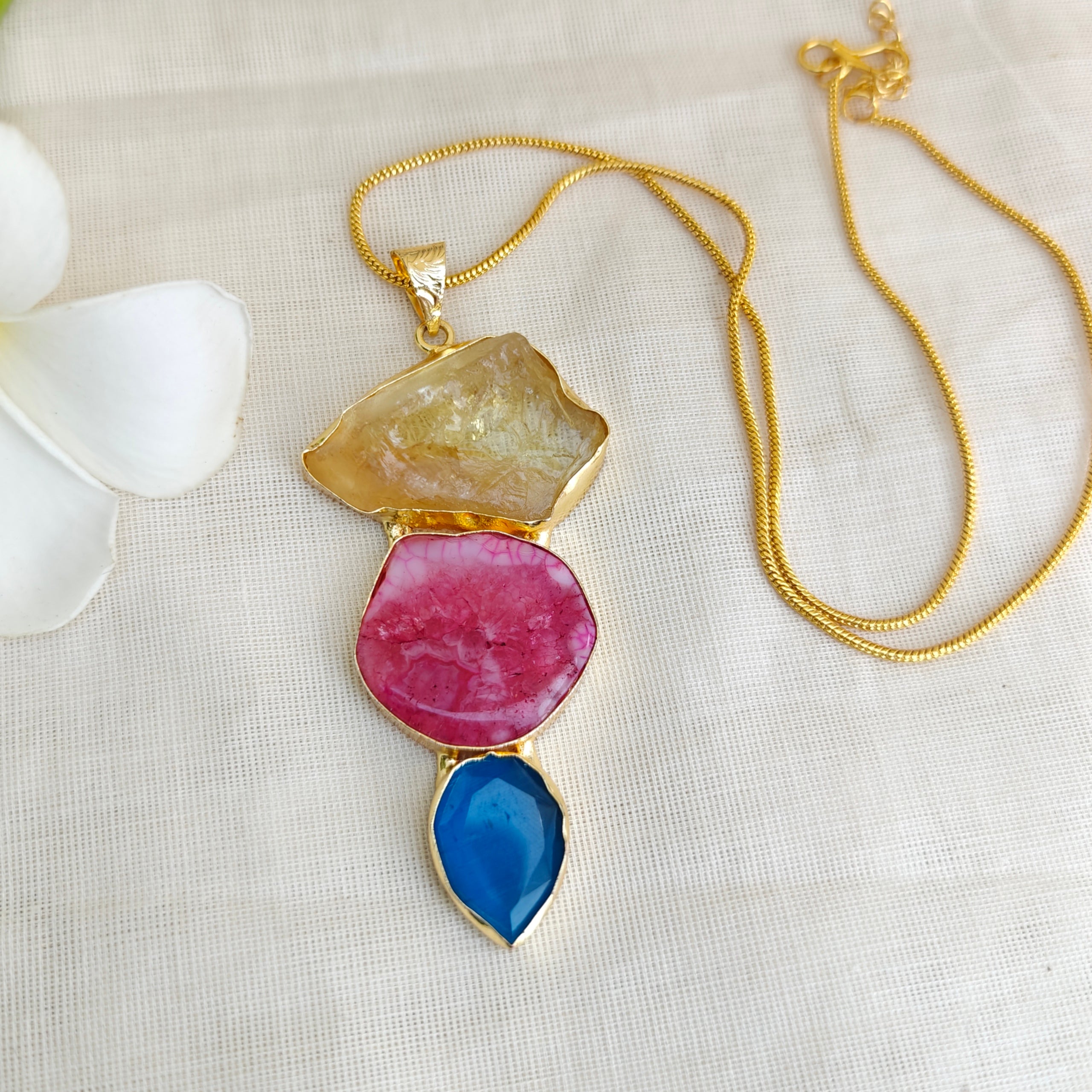 Gemstone Trio Pendant Chain