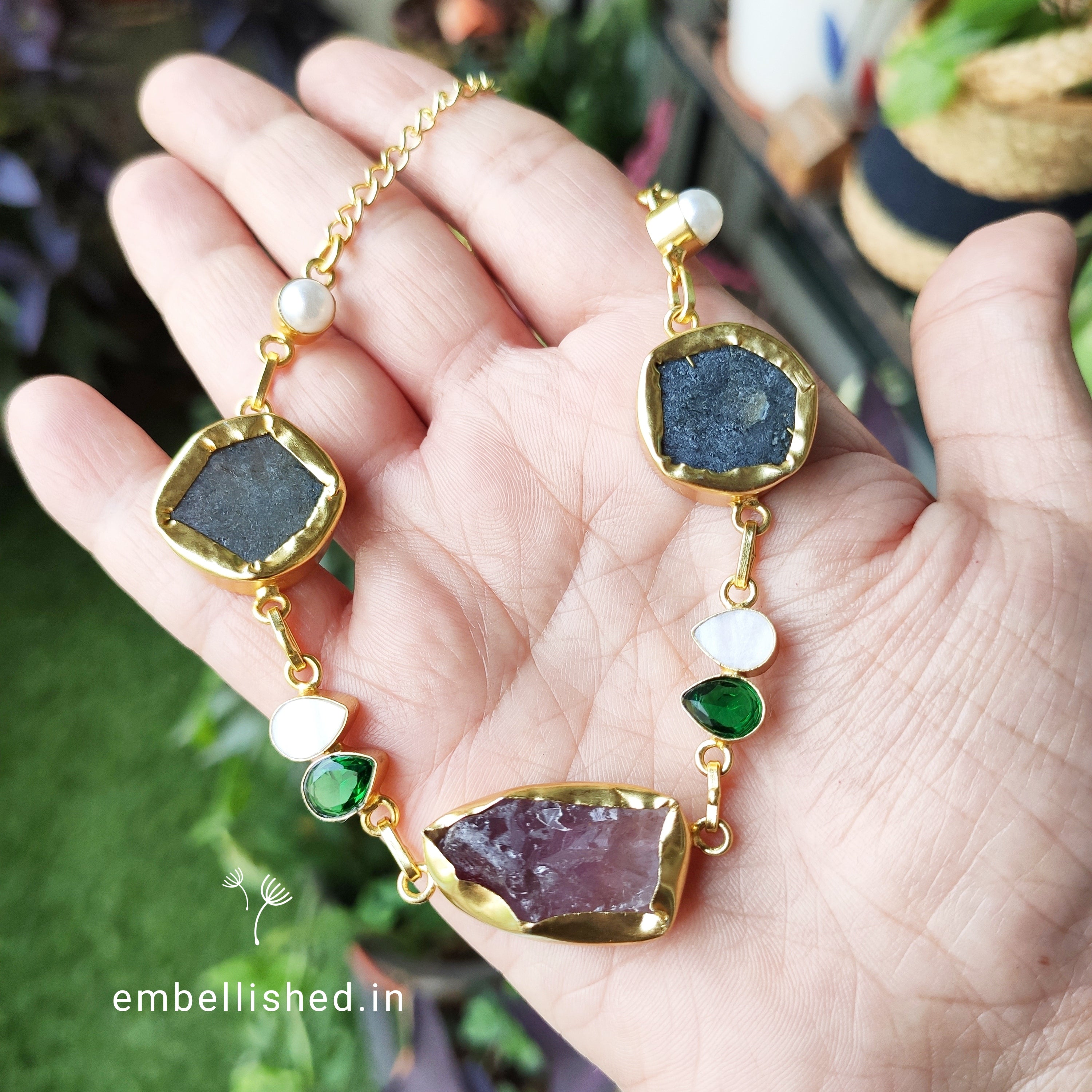 Amethyst eclectic stones choker set