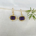 🟪Purple Pearl Halo Danglers