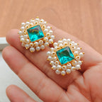 Royal Cyan Pearl Burst Studs