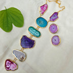 Multi-colored Geode Cascade Tie necklace set