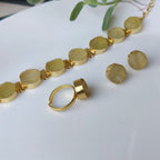 Raw Stone Buttons and Links choker set - Lemon Quartz