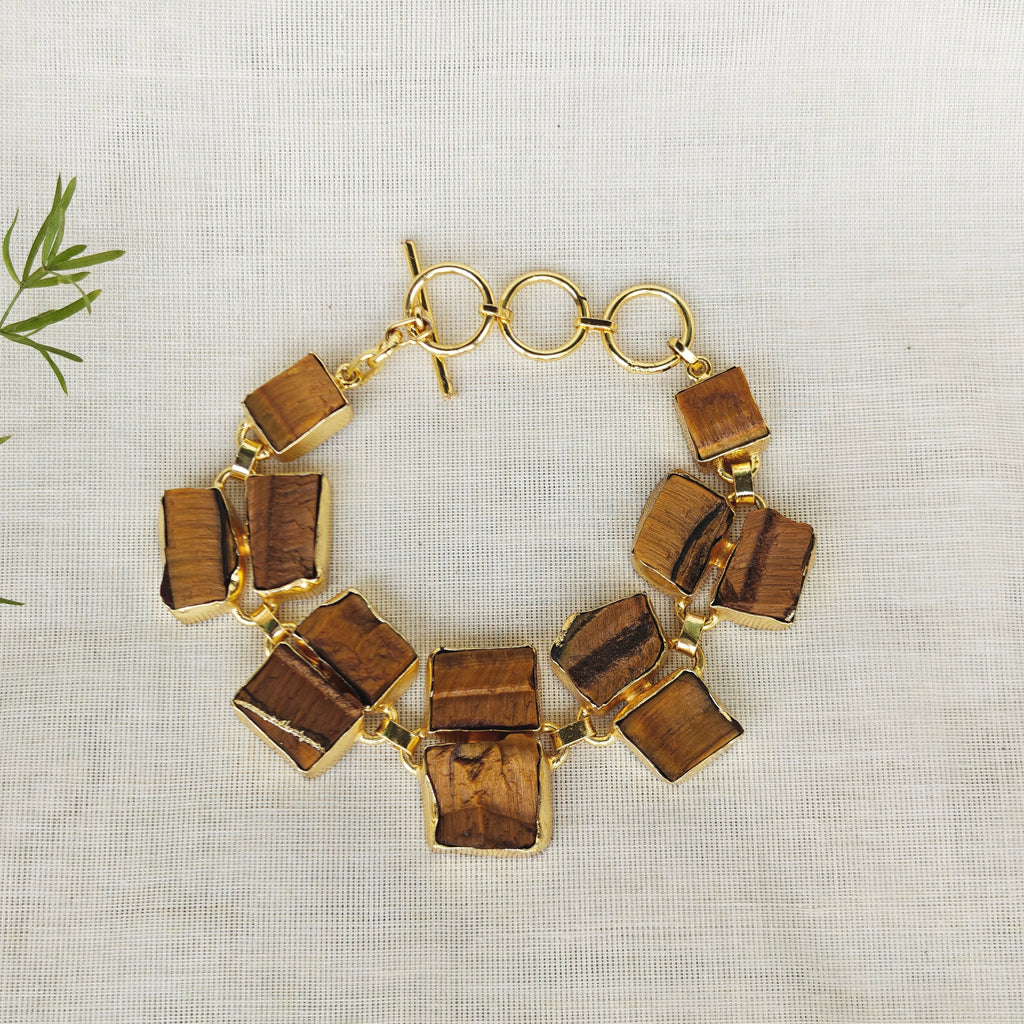 Tiger’s Eye Raw Stone Statement Bracelet