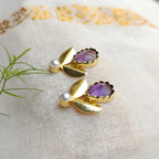 Purple Blossom Pearl Studs