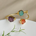 Raw Gemstone Trinity Cuff Bracelet