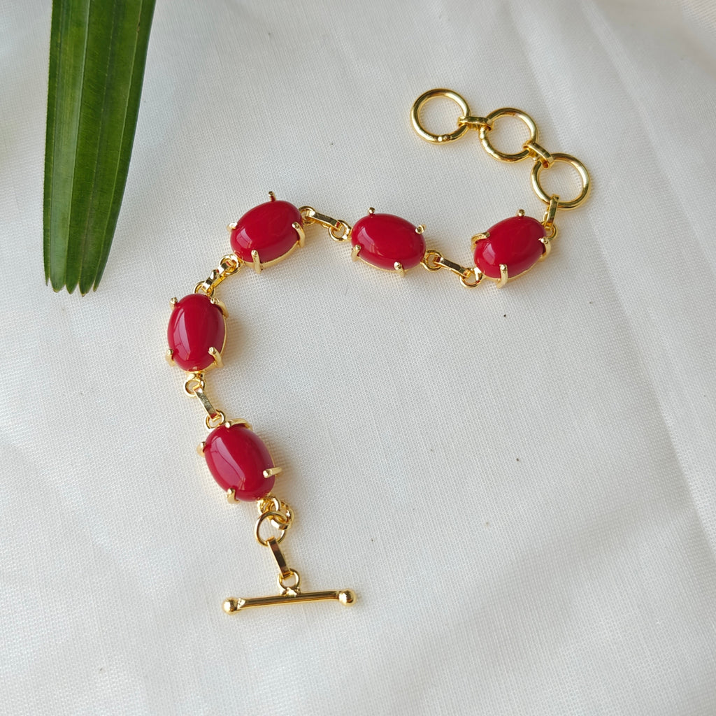 Coral tumble stones bracelet