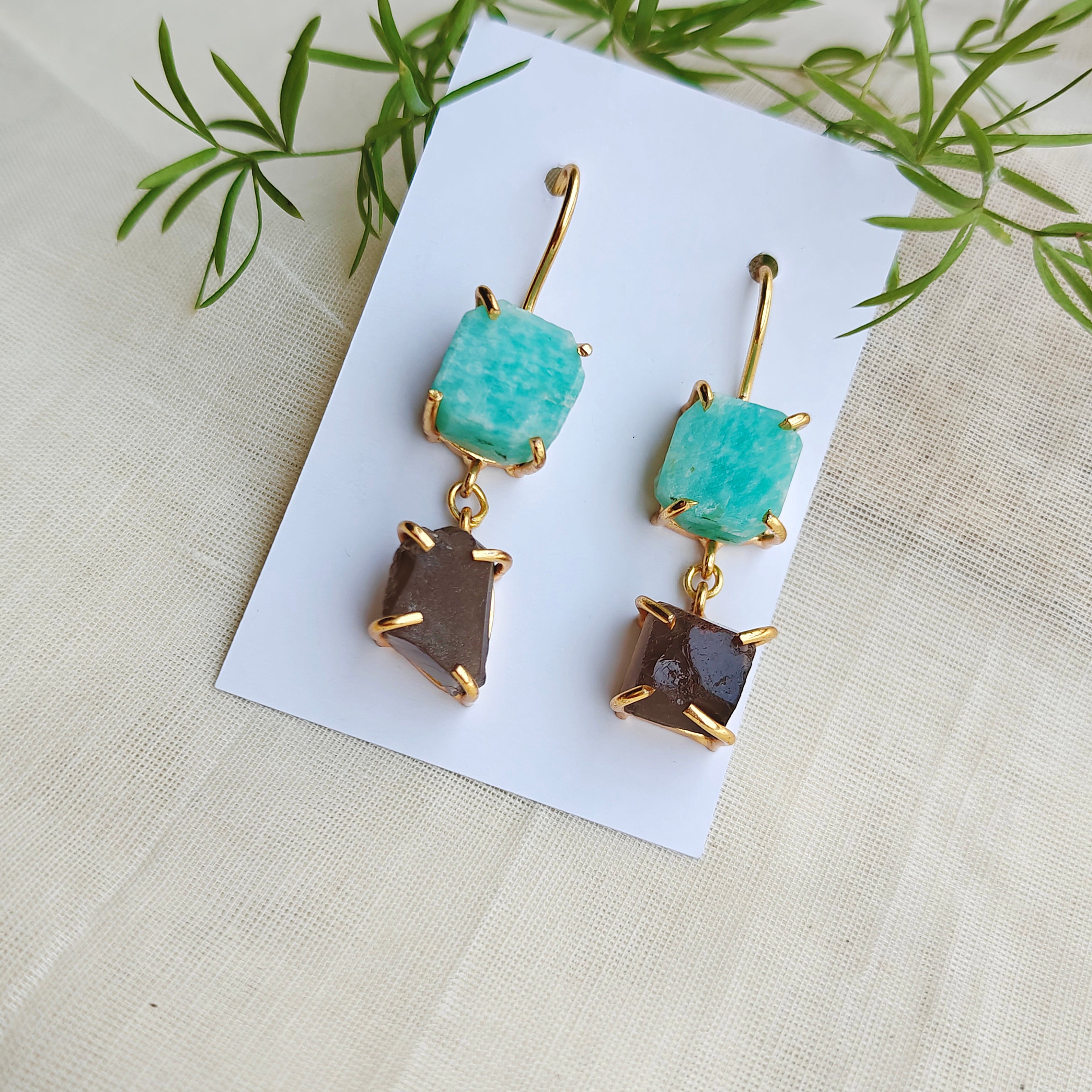 Double raw stones danglers