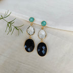 Three stone drop earrings - pastel