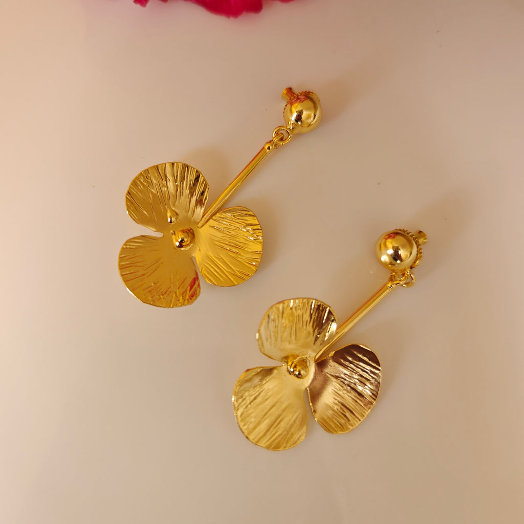 Gold Flower Drop Earrings
