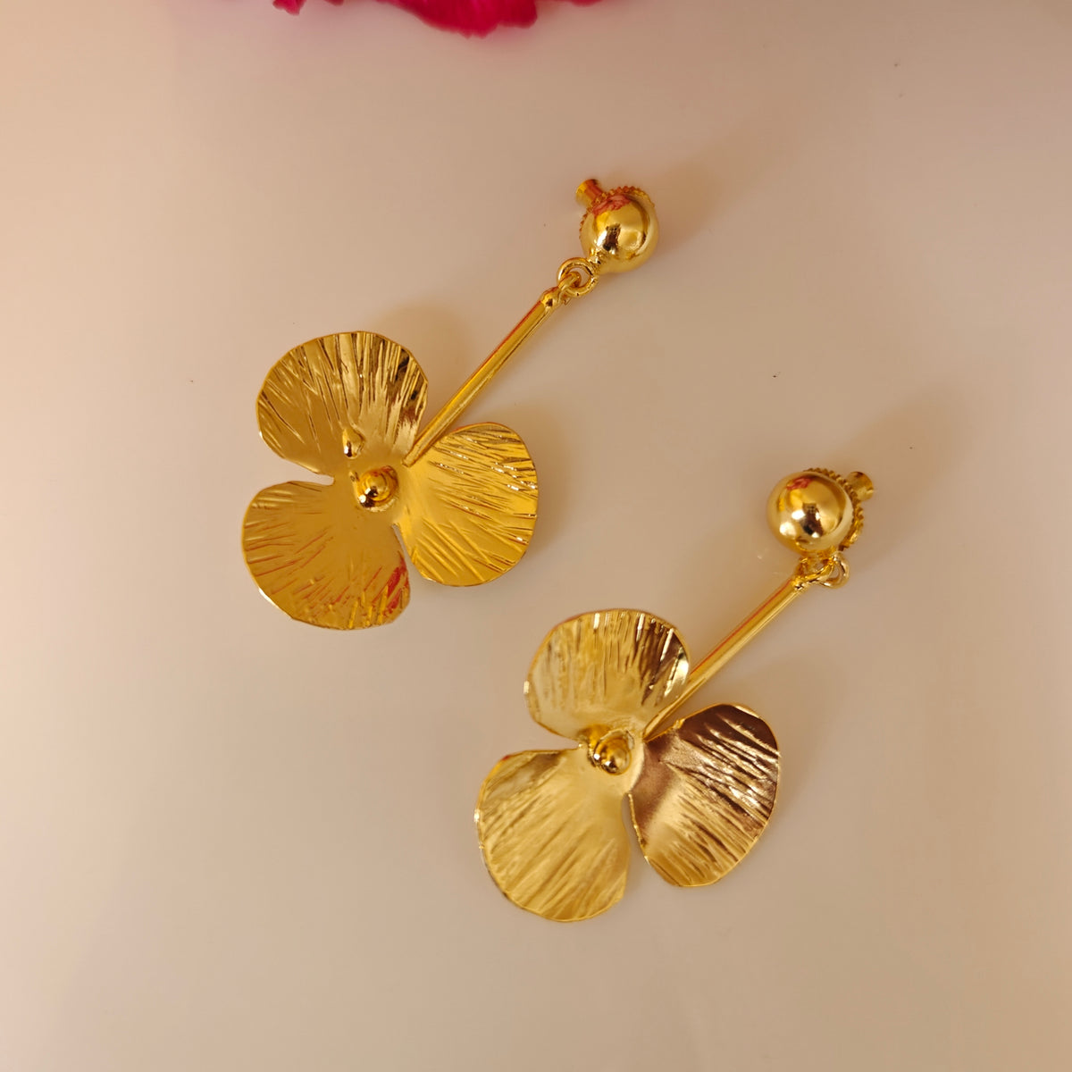 Gold Flower Drop Earrings