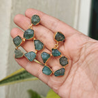 Posh uncut Aventurine stone circle drop earrings