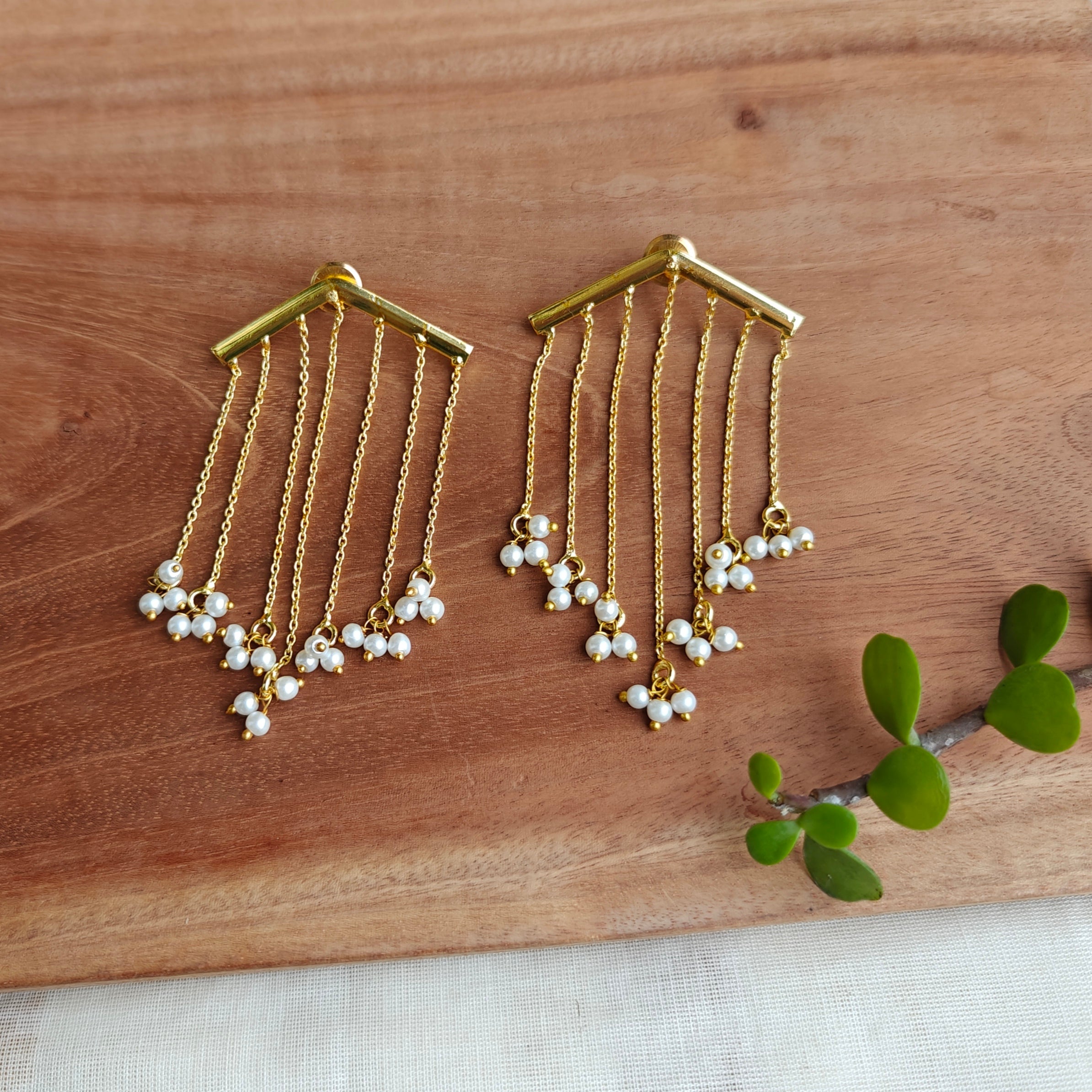 Chevron Pearl Fringe Chandeliers