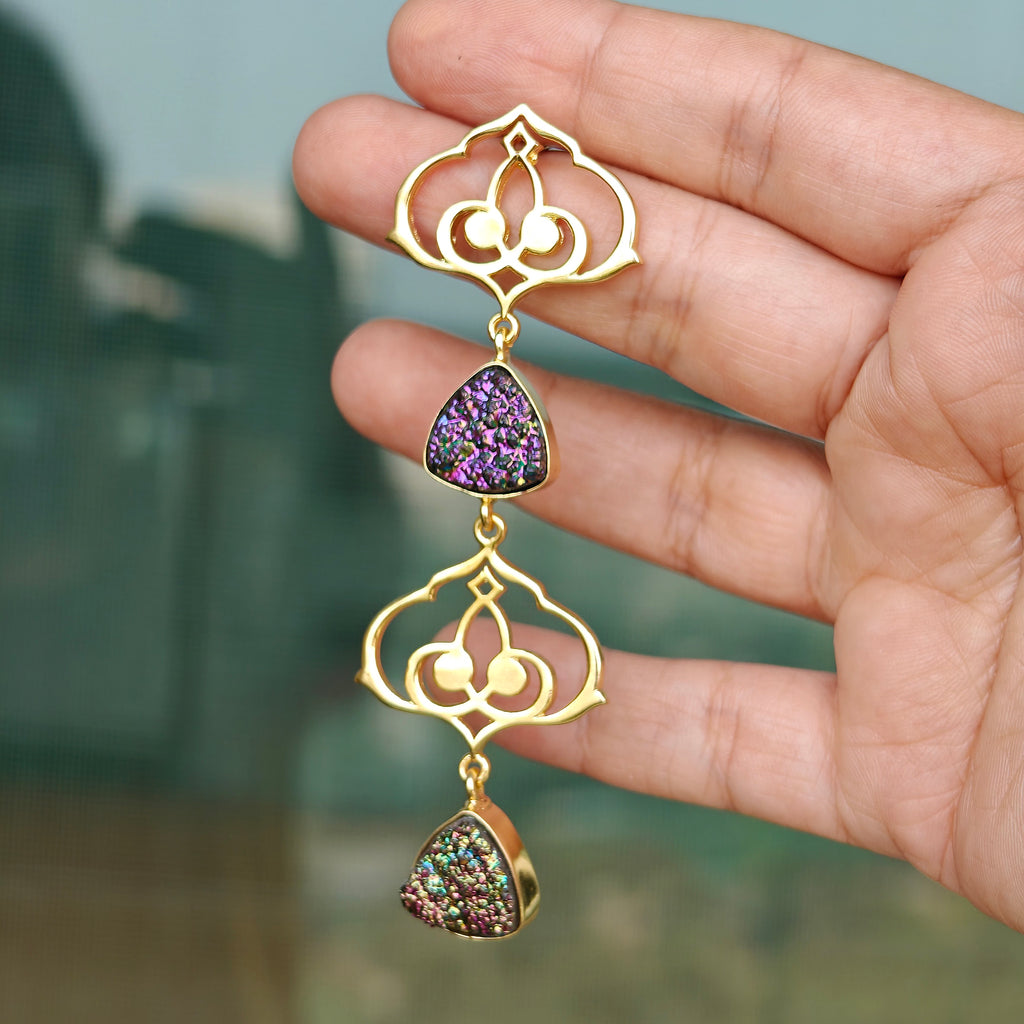 Amira Filigree & Titanium Druzy Drops