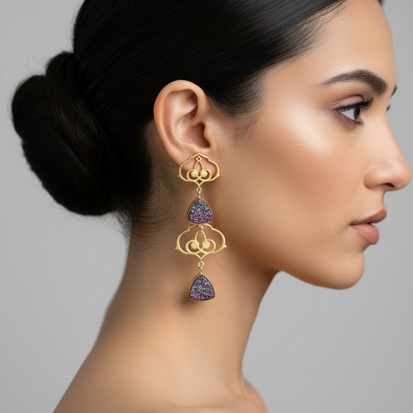 Amira Filigree & Titanium Druzy Drops