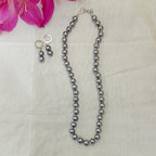 Timeless classic pearl necklace set - grey