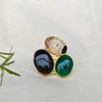 Large cab stones trio finger ring
