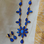 Floral Elegance Indo-western necklace set - blue