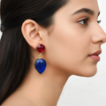 Two Stones Drop Earrings - red blue