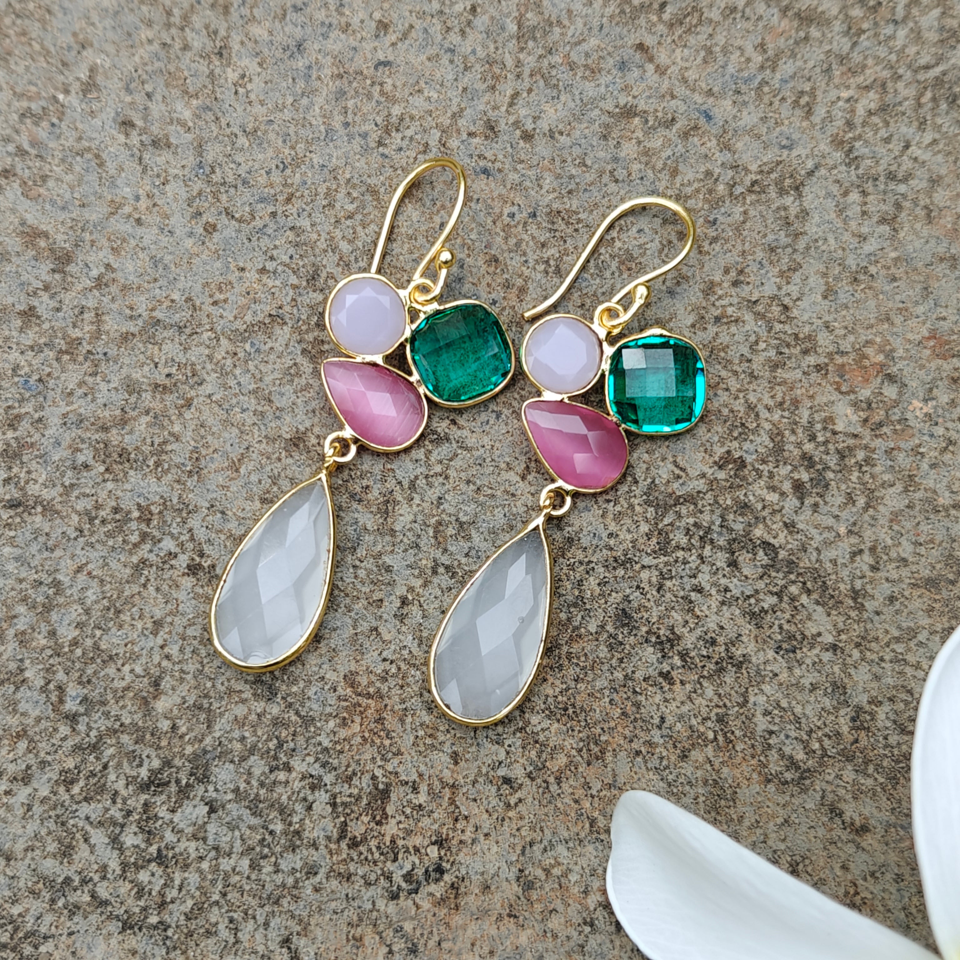 Rainbow Cluster Drop earrings