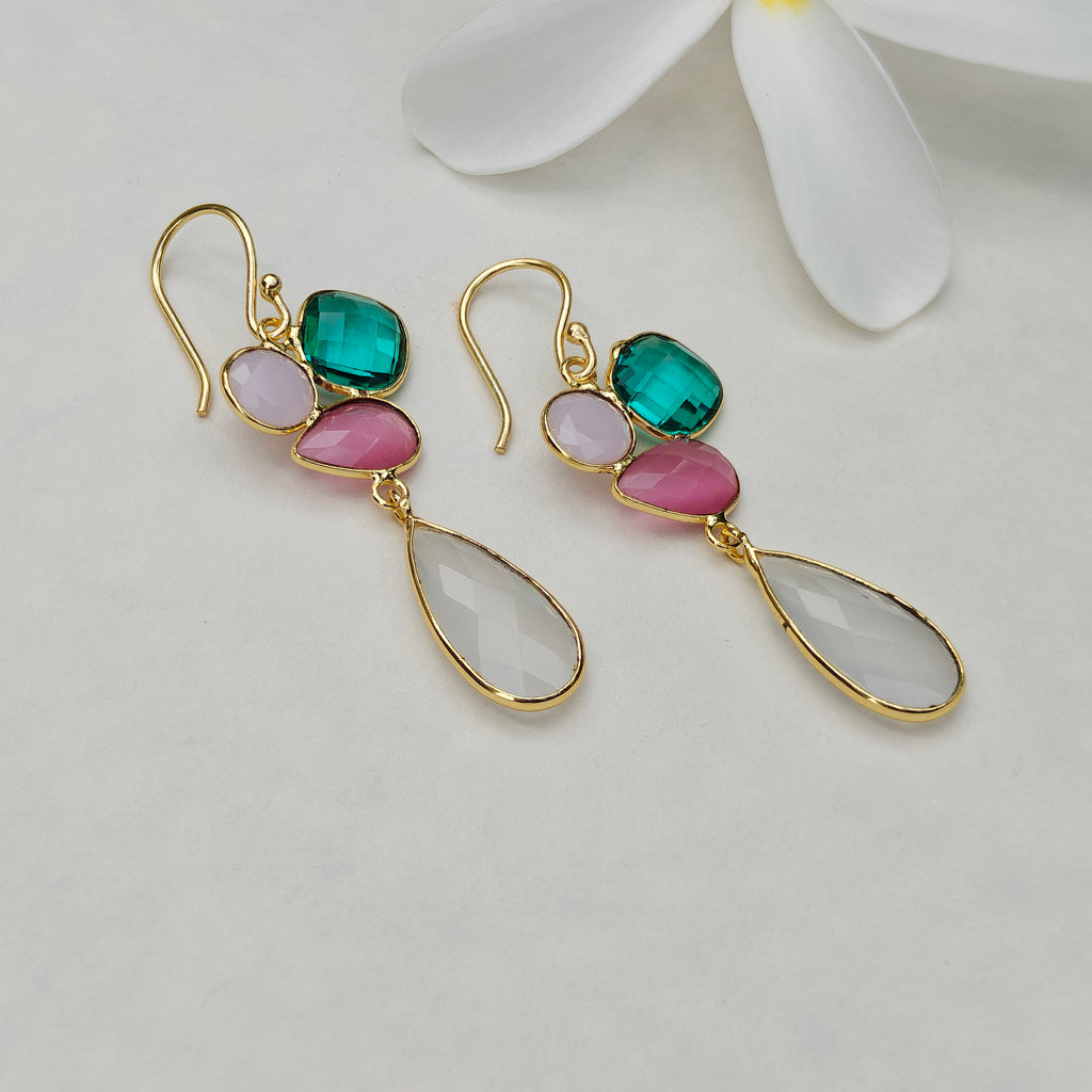 Rainbow Cluster Drop earrings