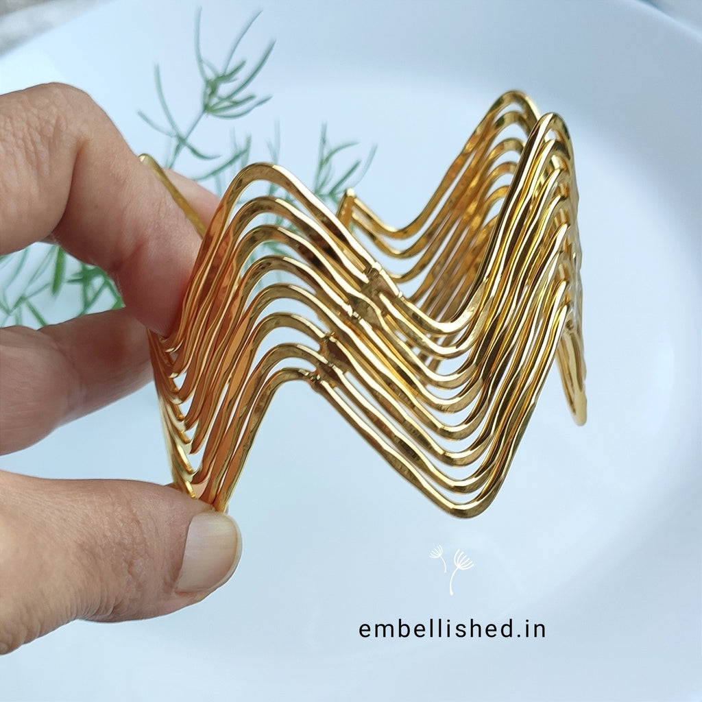Layered Zig-Zag Open Cuff bracelet