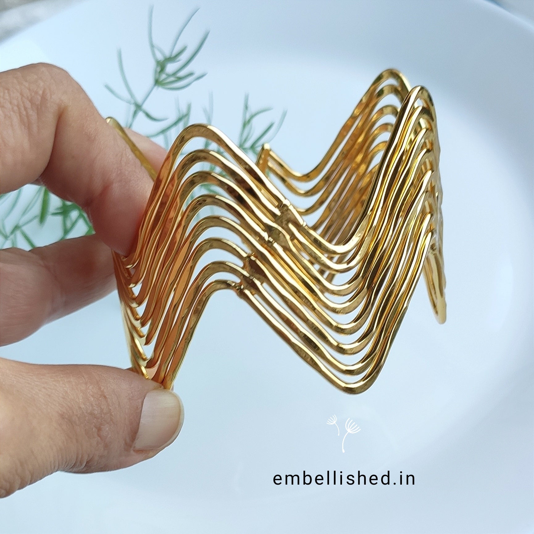 Layered Zig-Zag Open Cuff bracelet