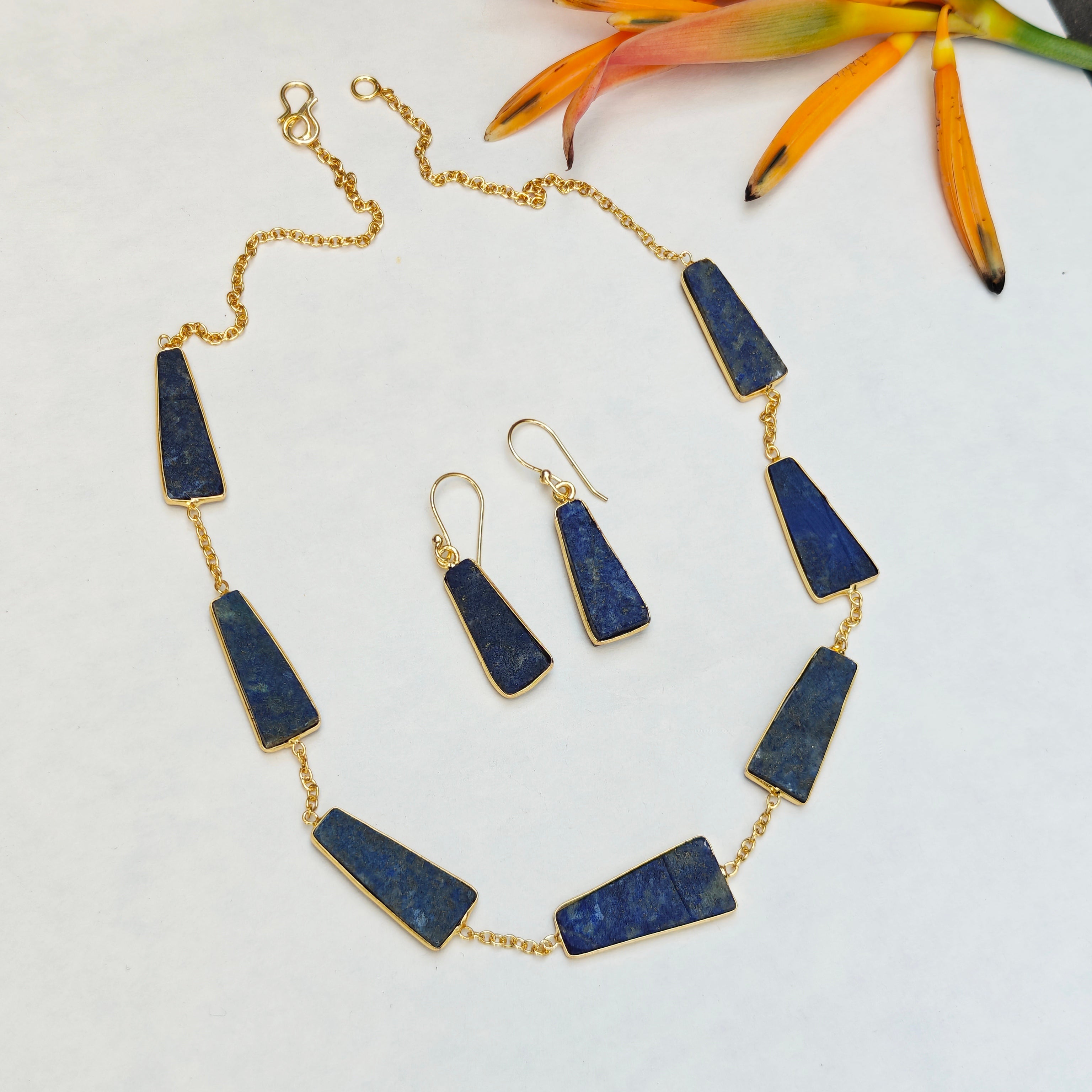 Earthy Trapezoid Stone Necklace Set