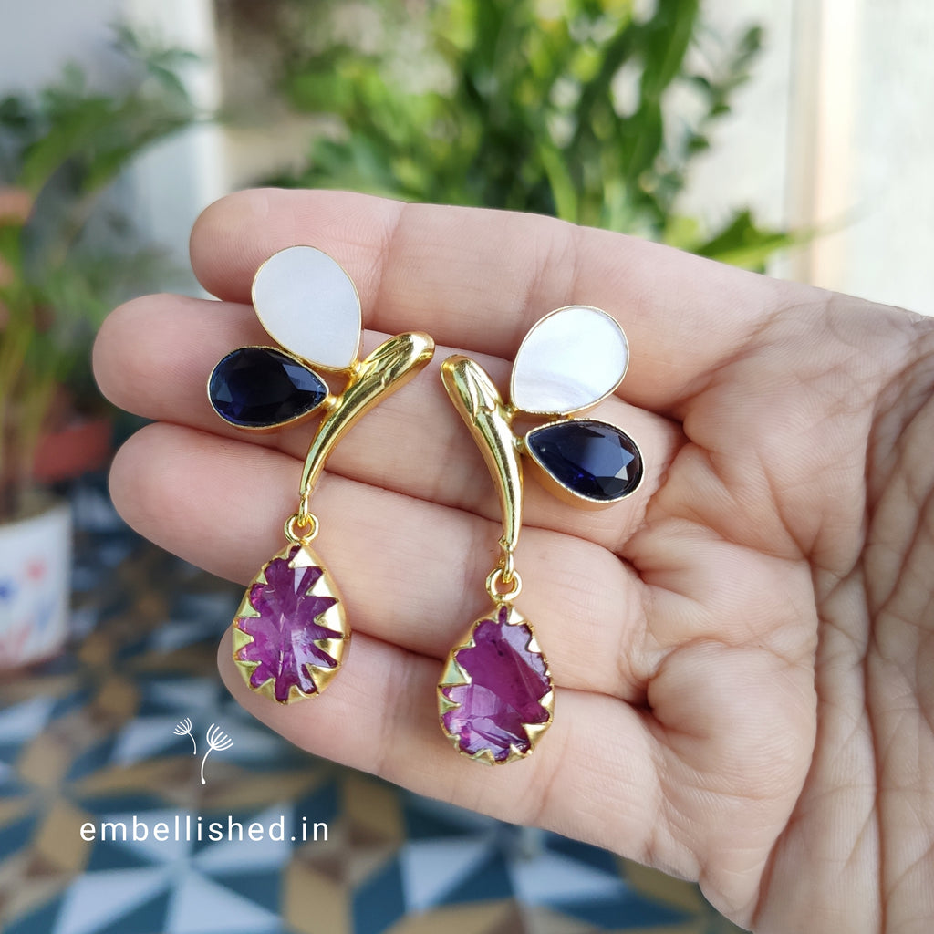 Butterfly drop earrings