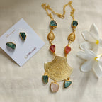 Wildflower Peacock Pendant necklace set