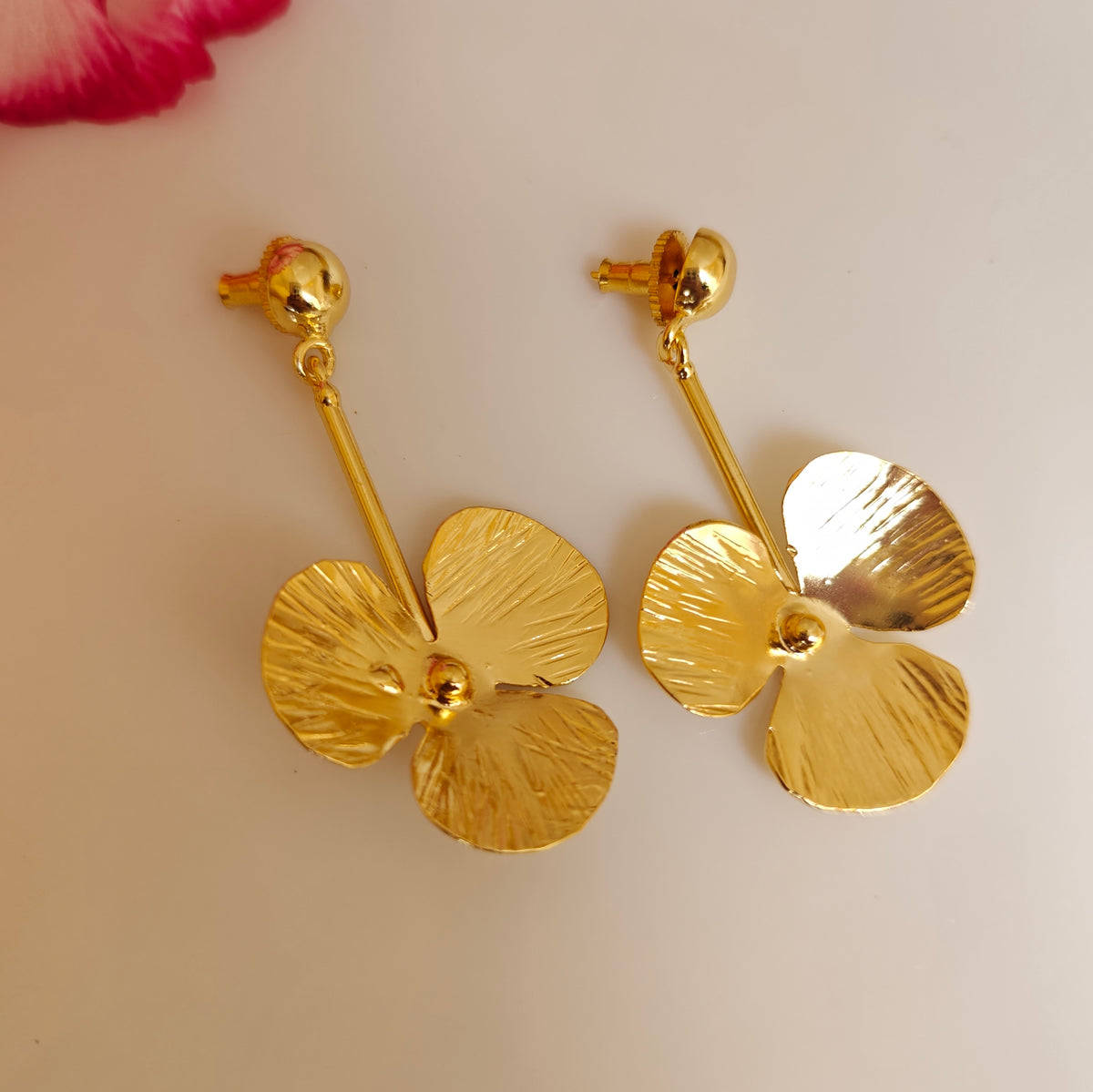 Gold Flower Drop Earrings