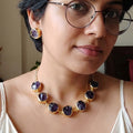 Amethyst buttons choker with studs