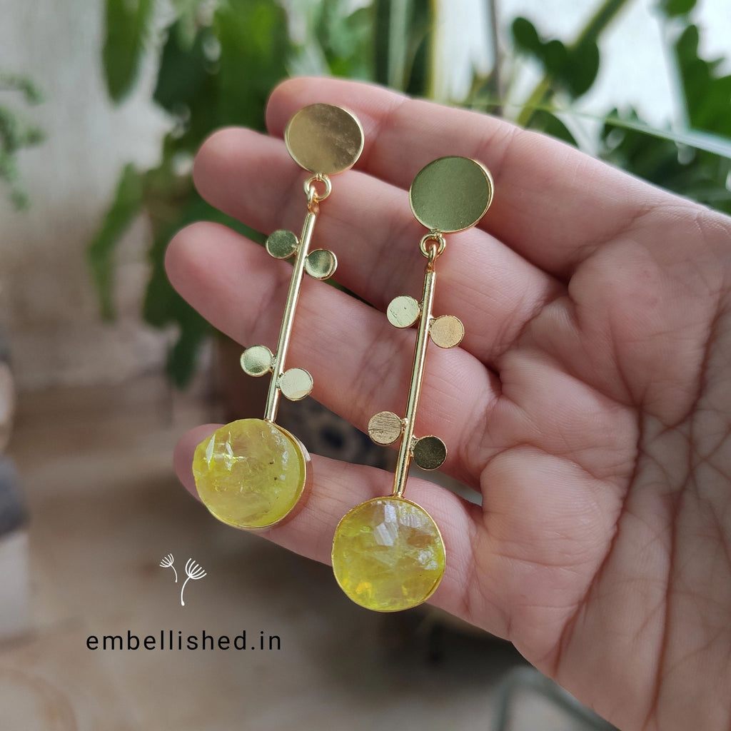 Long pendulum earrings - yellow crystal