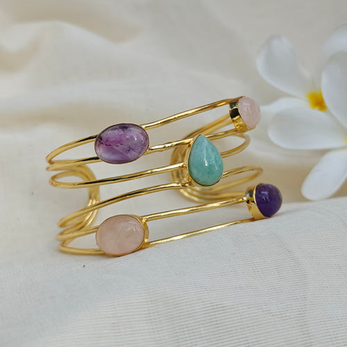 Spring Stack-in-One Gemstone Cuff bracelet