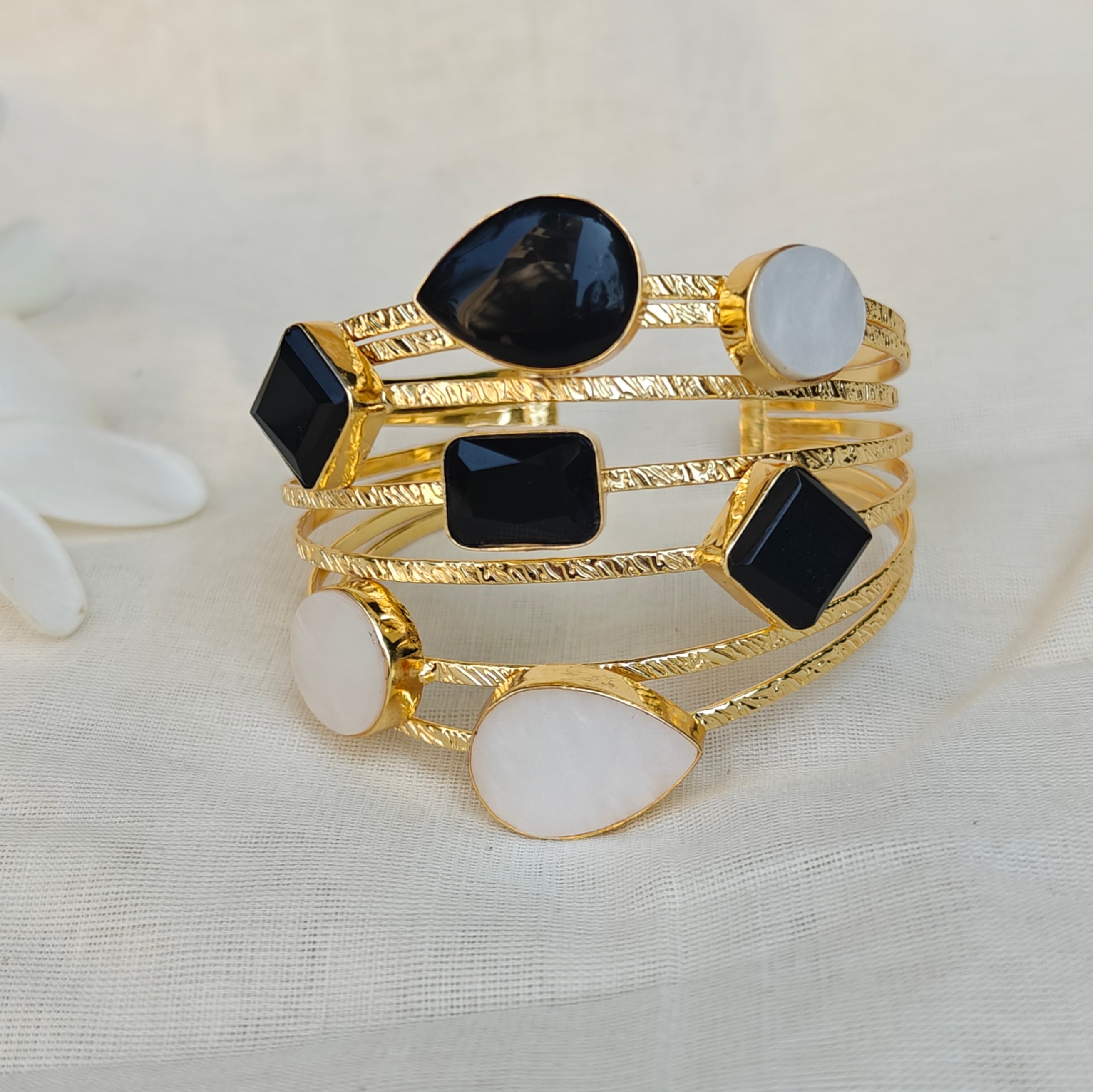 Monochrome Mosaic Wide Cuff bracelet