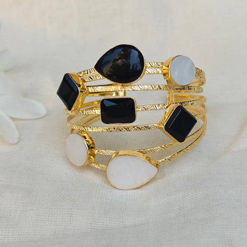 Monochrome Mosaic Wide Cuff bracelet