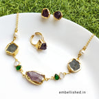 Amethyst eclectic stones choker set