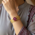 Solar agate mat bracelet - pink
