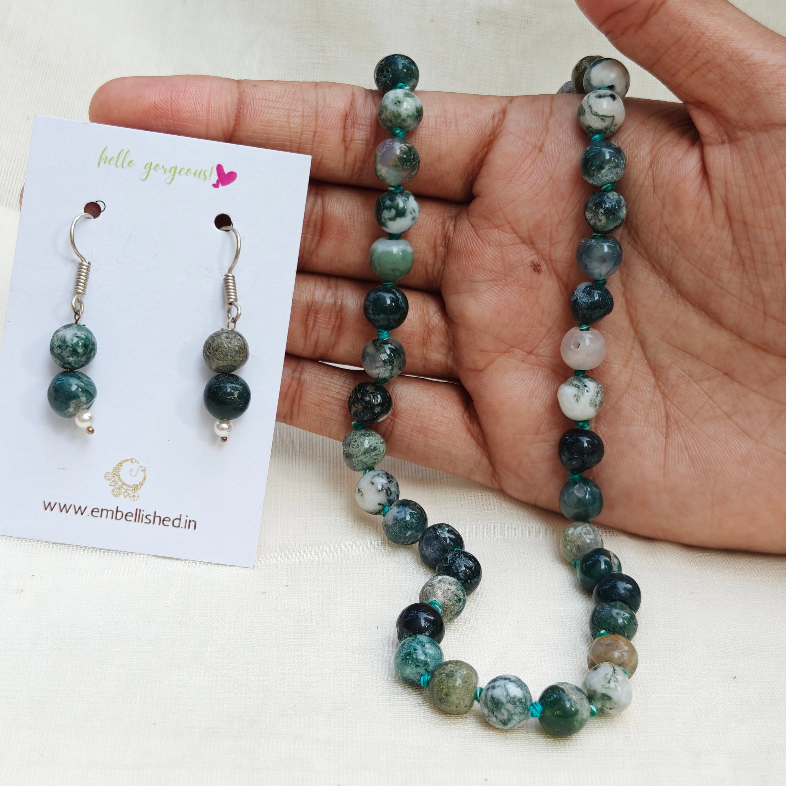Natural stones beaded necklace and danglers