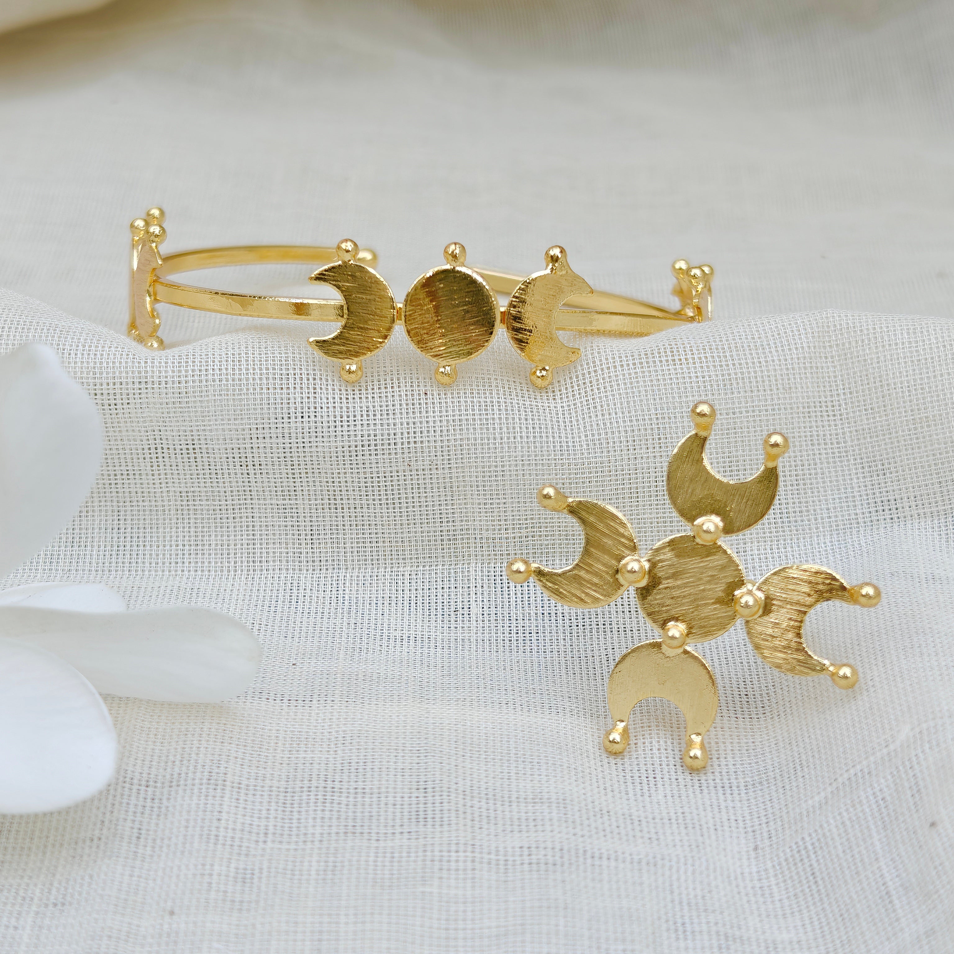 Celestial Textured Bangle and Statement Ring Set