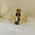 Four-Tier Raw Stone Stacked Cuff - Tiger's Eye