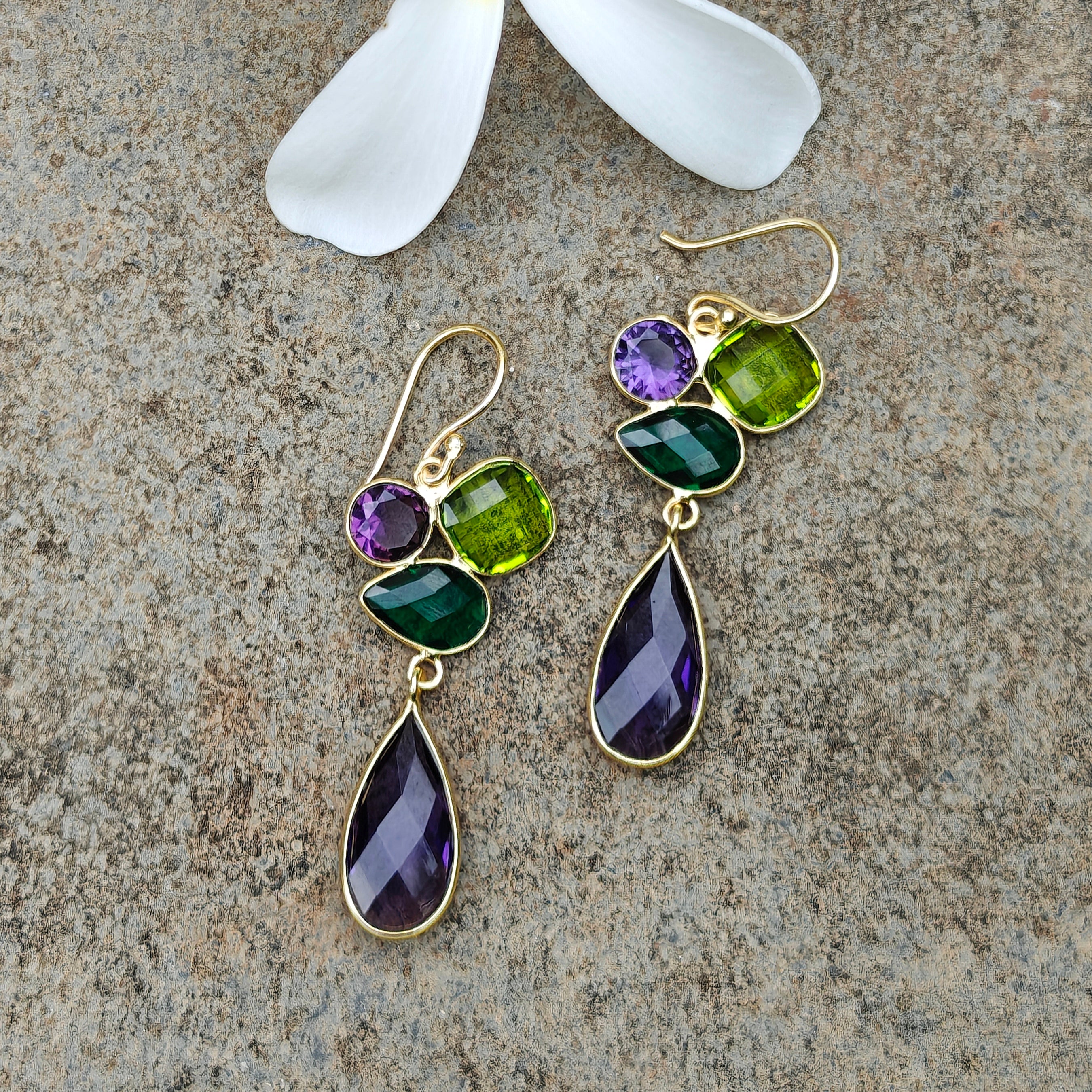 Rainbow Cluster Drop earrings