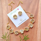 Lemon Quartz buttons choker with studs